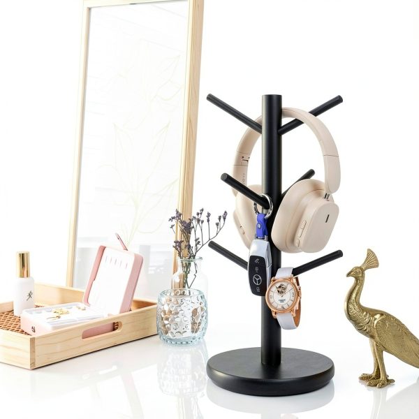 Mug Holder Tree MyLifeUNIT 360° Rotating Wooden Black 6‑Hook-4