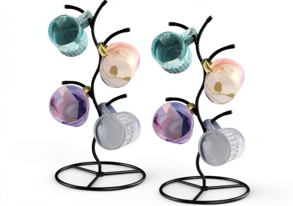 2 Pack Mug Holder, Metal Coffee Mug Holders Tree, Decorative Mug Rack, Mug Cup Tree for Kitchen Decor Organizer, Black-0