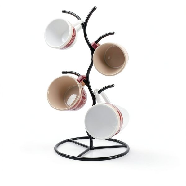 2 Pack Mug Holder, Metal Coffee Mug Holders Tree, Decorative Mug Rack, Mug Cup Tree for Kitchen Decor Organizer, Black-6