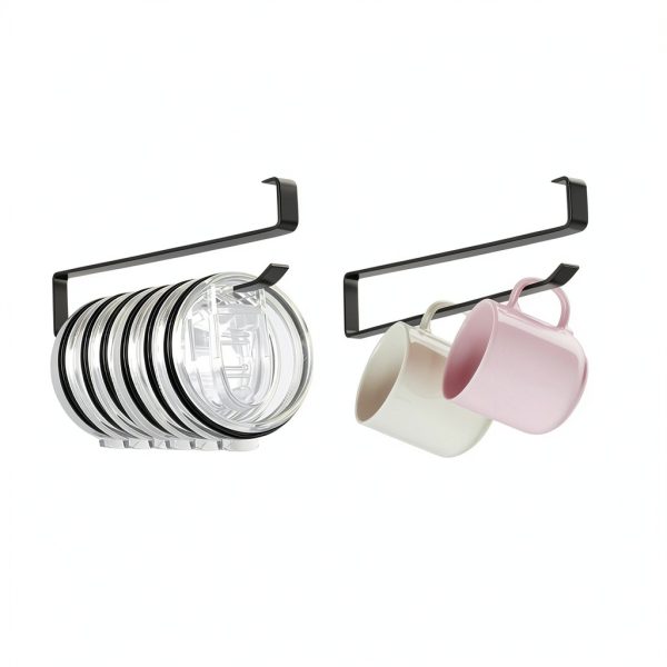 Tumbler Lid Organizer, 2 Pack Coffee Mug Holder for Yeti Tumbler Lid, Space Saving Mug Hanger Rack Holds Up to 12 Lids, Cup Holder Under Cabinet, Water Bottle Lid Holders for Kitchen Storage-5