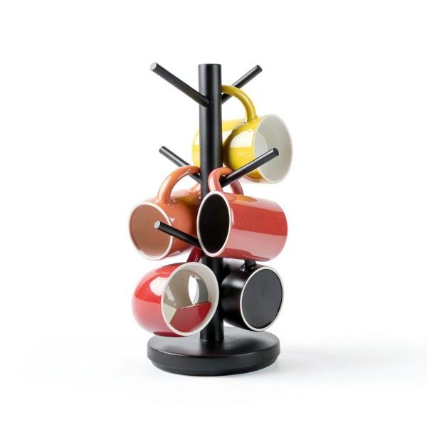 Mug Holder Tree MyLifeUNIT 360° Rotating Wooden Black 6‑Hook-5