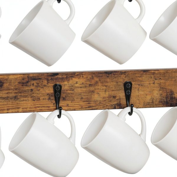 Coffee Mug Holder YINMIT Wall Mounted 12 Hook Organizer with Top Shelf-3