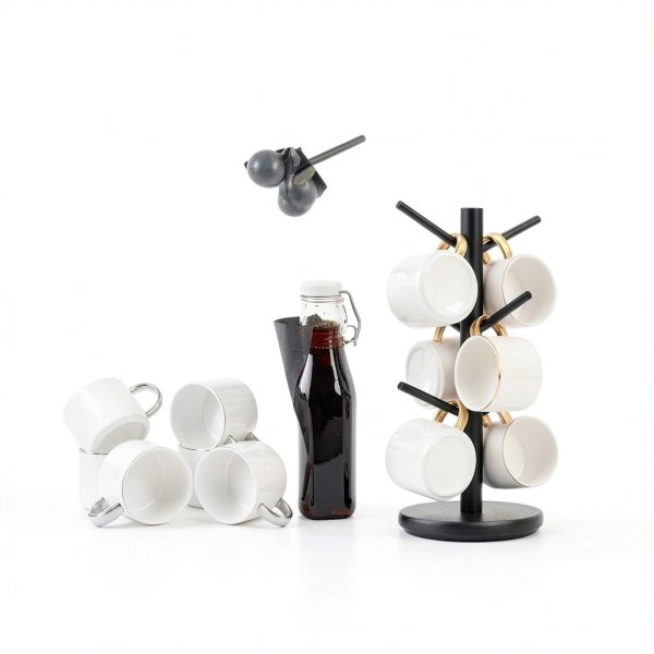 Mug Holder Tree MyLifeUNIT 360° Rotating Wooden Black 6‑Hook-2