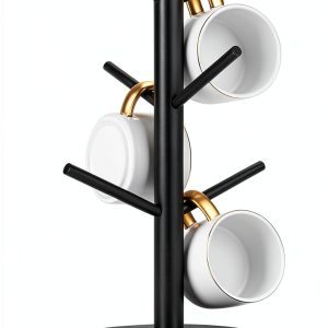 Mug Holder Tree MyLifeUNIT 360° Rotating Wooden Black 6‑Hook-0