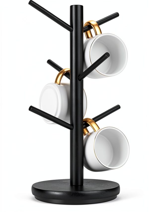 Mug Holder Tree MyLifeUNIT 360° Rotating Wooden Black 6‑Hook-0