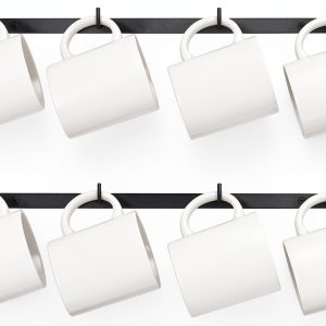Metal Coffee Mug Rack Wall Mounted Dahey Set of 2 with 8 Hooks Black-0