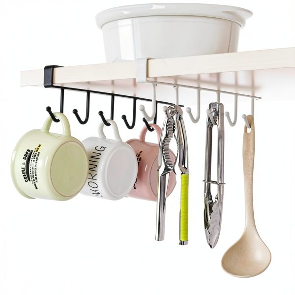 Mug Hooks Under Cabinet – Nail‑Free Hanging Rack for Cups and Utensils-5