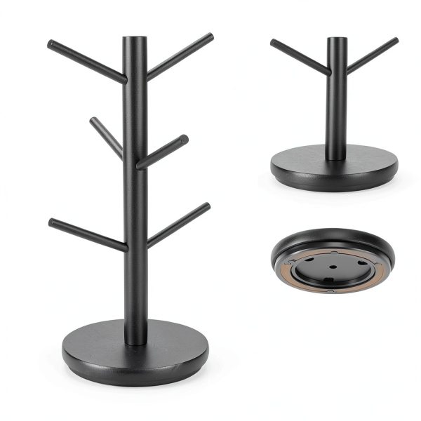 Mug Holder Tree MyLifeUNIT 360° Rotating Wooden Black 6‑Hook-6