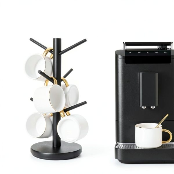 Mug Holder Tree MyLifeUNIT 360° Rotating Wooden Black 6‑Hook-1