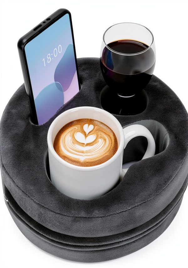 Couch Cup Holder Pillow by G GOOD GAIN – Gray Anti‑Slip Tray 8.5×3.25-0