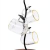 Coffee Mug Holder SASIDO Countertop Mug Tree with Iron Wood Leaf-0