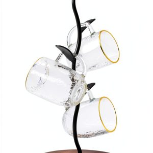 Coffee Mug Holder SASIDO Countertop Mug Tree with Iron Wood Leaf-0