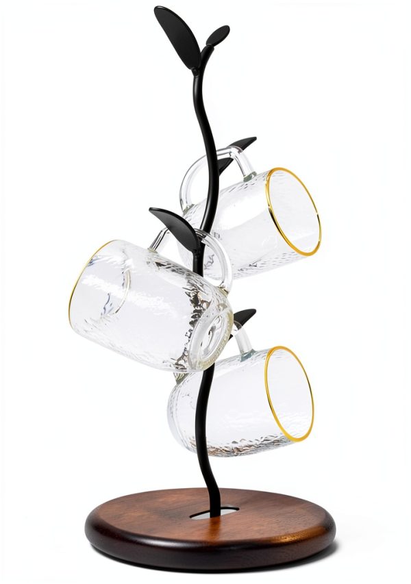 Coffee Mug Holder SASIDO Countertop Mug Tree with Iron Wood Leaf-0