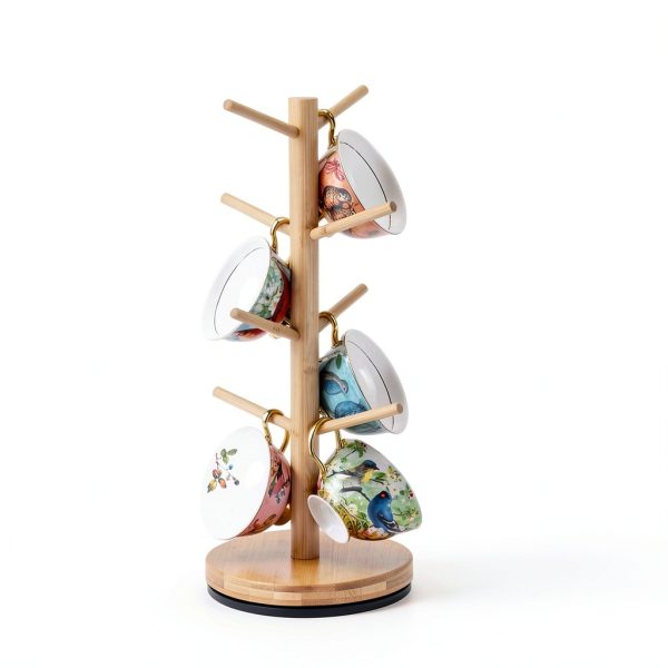Mug Holder Tree 360° Rotated Bamboo Mug Rack by Krispmaild Extra Large-6