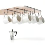 Under Cabinet Mug Hooks DEPAOTLUX 9 Hook Black Iron Rack Dual Install-0