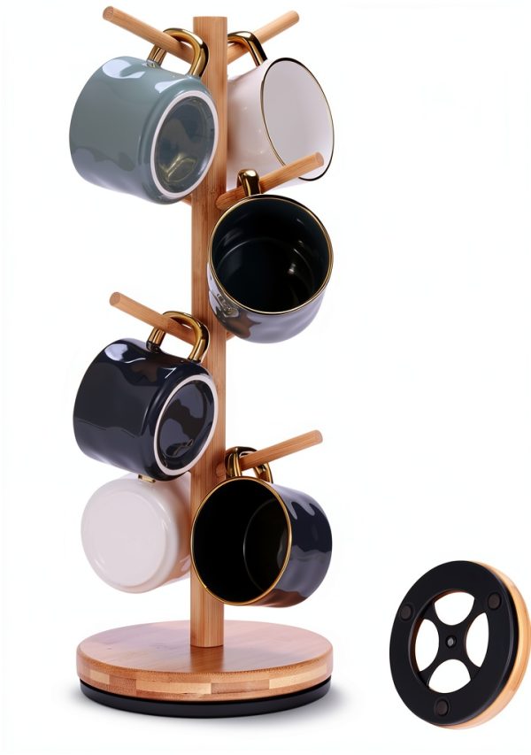 Mug Holder Tree 360° Rotated Bamboo Mug Rack by Krispmaild Extra Large-0