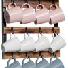 Coffee Mug Rack OROPY Wall Mounted Rustic Wood with 12 Hooks and Shelf-6