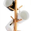 Bamboo Mug Holder, 6 Hooks Coffee Mug Holders Tree, Decorative Mug Racks for Counter, Non-Slip Coffee Mug Cup Tree-0