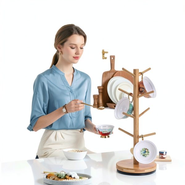 Mug Holder Tree 360° Rotated Bamboo Mug Rack by Krispmaild Extra Large-1