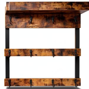 Coffee Mug Rack OROPY Wall Mounted Rustic Wood with 12 Hooks and Shelf-0