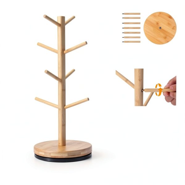Mug Holder Tree 360° Rotated Bamboo Mug Rack by Krispmaild Extra Large-3