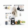 Mug Holder Mkono Wall Mounted Metal Rack with 10 Hooks Set of 2 Black-4