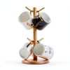 Bamboo Mug Holder, 6 Hooks Coffee Mug Holders Tree, Decorative Mug Racks for Counter, Non-Slip Coffee Mug Cup Tree-6