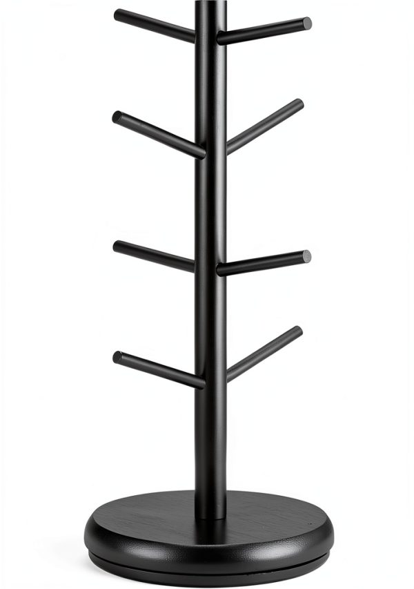 Coffee Mug Tree Rotatable 8-Hook Wooden Holder by Lorbro-8