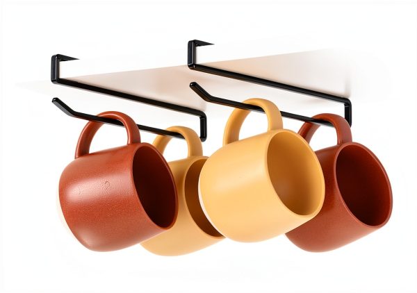Coffee Mug Hanger xympo Clip On Shelf for Cabinets Steel Pack of 2-0
