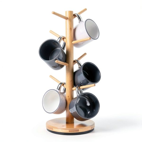 Mug Holder Tree 360° Rotated Bamboo Mug Rack by Krispmaild Extra Large-4