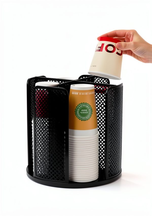 Coffee Cup Dispenser YTROG Rotating Cup & Lid Holder 3-16oz-3