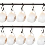 Mug Holder Mkono Wall Mounted Metal Rack with 10 Hooks Set of 2 Black-0