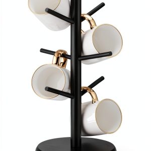 Coffee Mug Tree Rotatable 8-Hook Wooden Holder by Lorbro-0